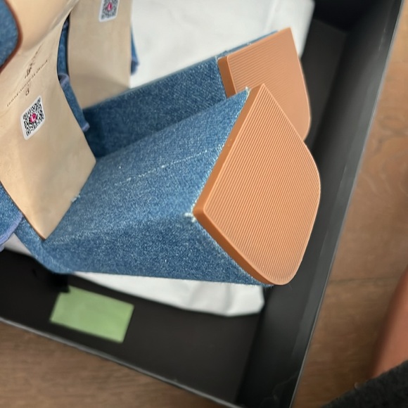 NEW Larroude Dolly Broderie Platform Sandal Blue Stoned Denim NWB - Picture 9 of 10